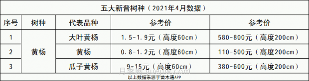 春季***近一個月成交量***高的十大苗木排行榜(圖11)