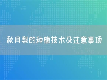 秋月梨的種植技術及注意事項