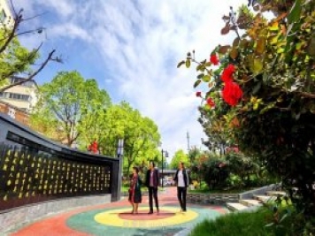 南陽(yáng)臥龍崗街道，廢墟變游園，月季景優(yōu)美